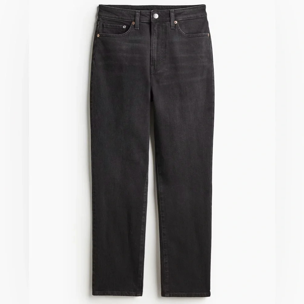 & Denim High rise Mom jeans Black Button fly Womens size 10 Tapered Stretch